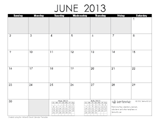 Free Calendar Template July 2013