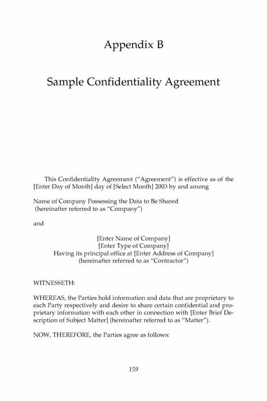 Free Confidentiality Agreement Sample