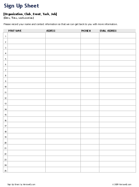 Free Event Registration Form Template Word