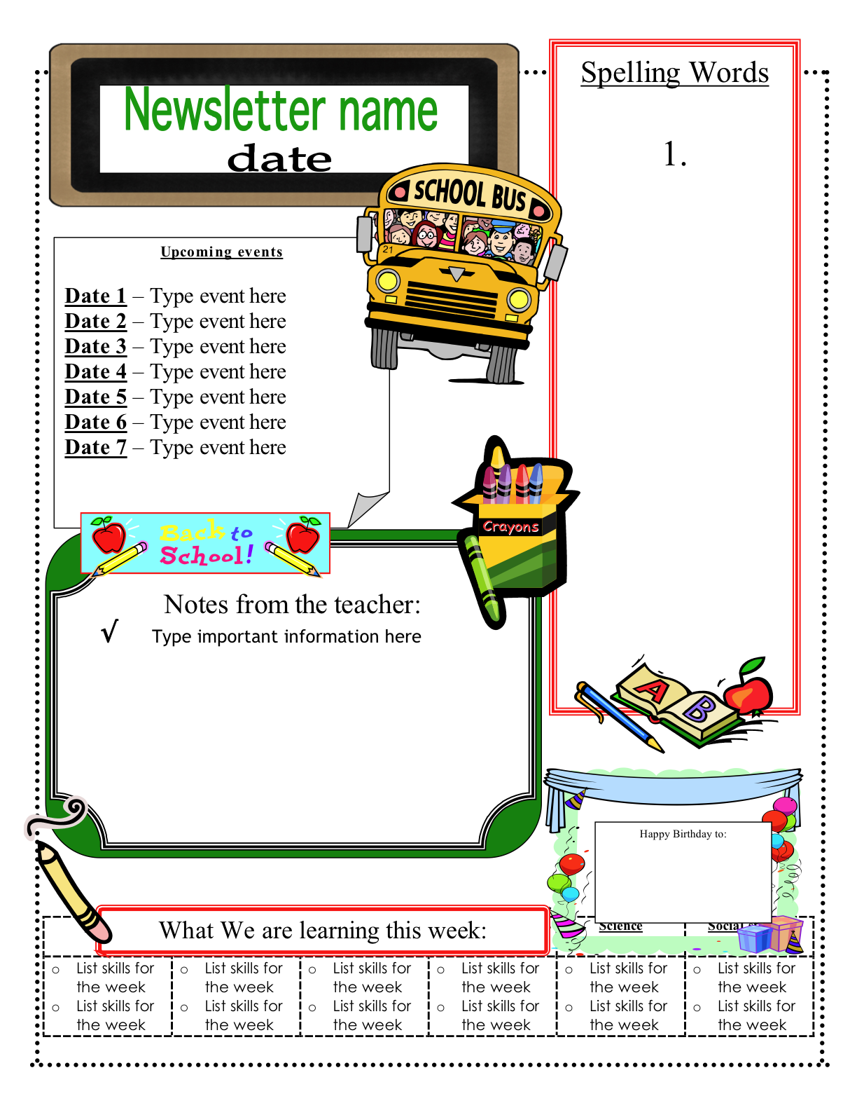 Free Weekly Newsletter Templates For Teachers