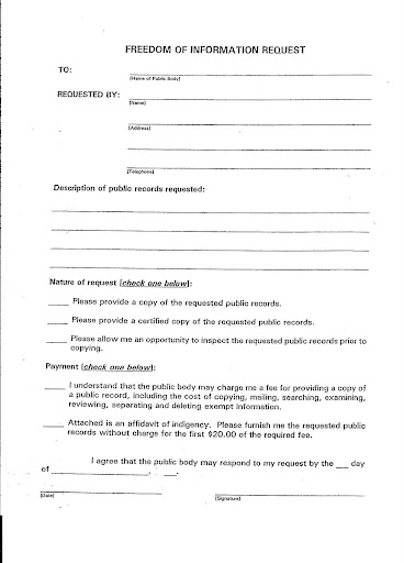 Freedom Of Information Act Request Form