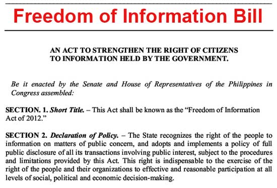 Freedom Of Information Bill Philippines Summary