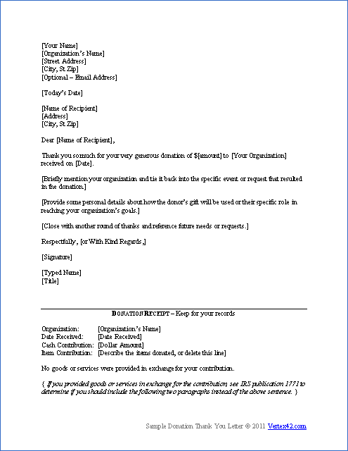 Fundraising Donation Letter Template