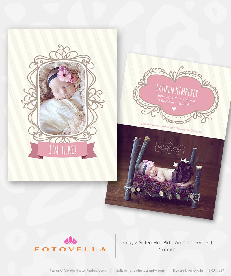 Girl Birth Announcement Template