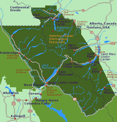 Glacier National Park Map Montana