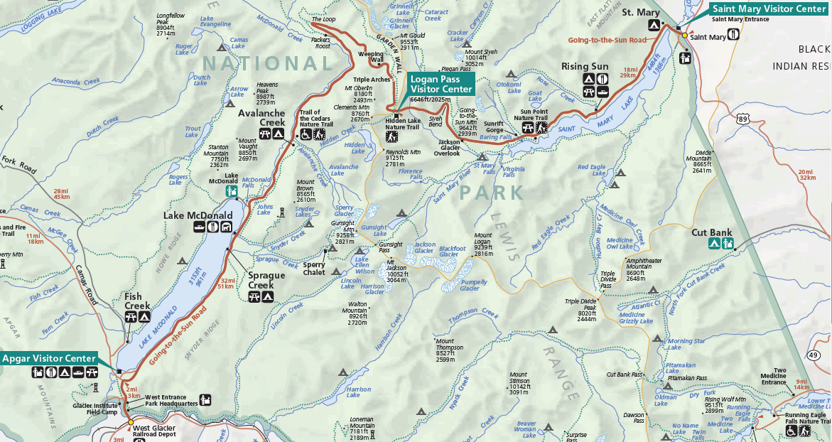 Glacier National Park Map Topo