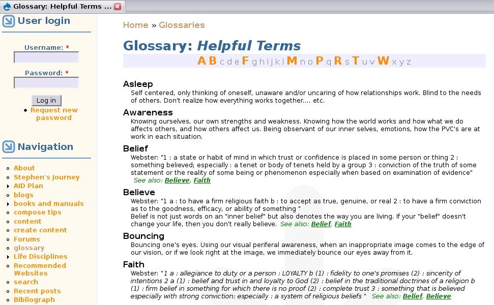 Glossary Page