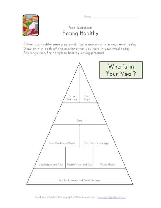 Healthy Diet Pyramid Worksheet