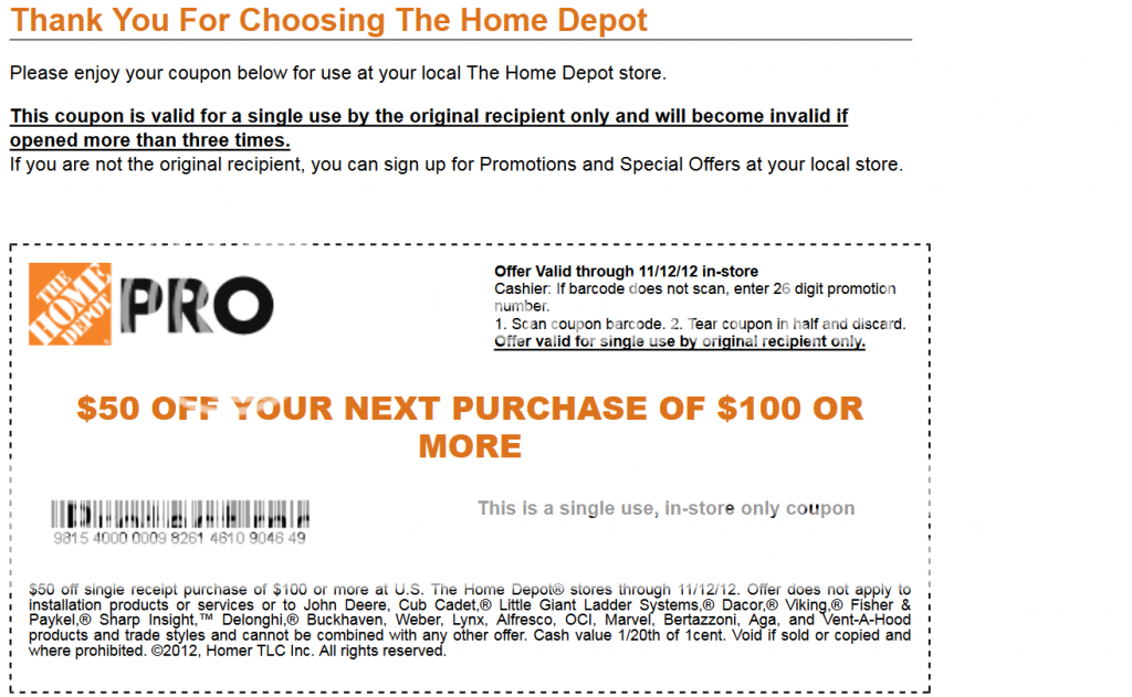 Home Depot Coupon