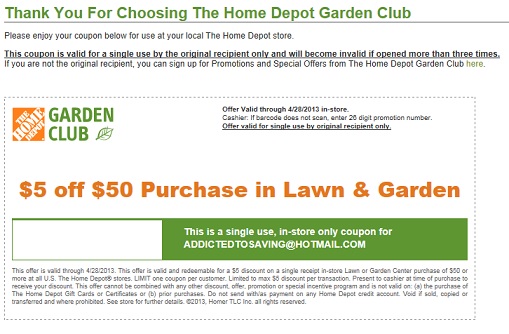 Home Depot Coupons April 2013