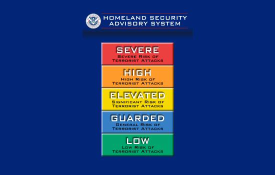 Homeland Security Advisory System Color Chart