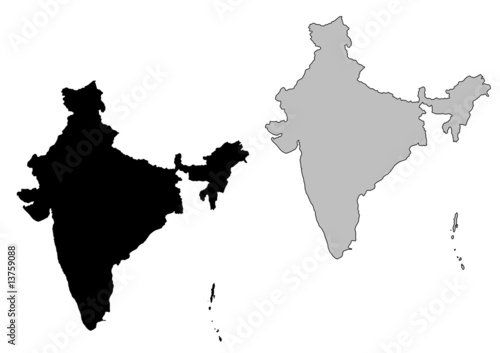 India Map Outline Black And White