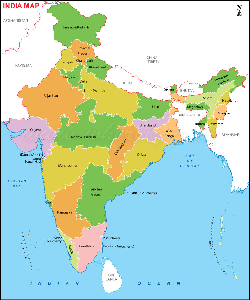 India Map Political Hd