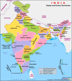 India Map Political With Capitals