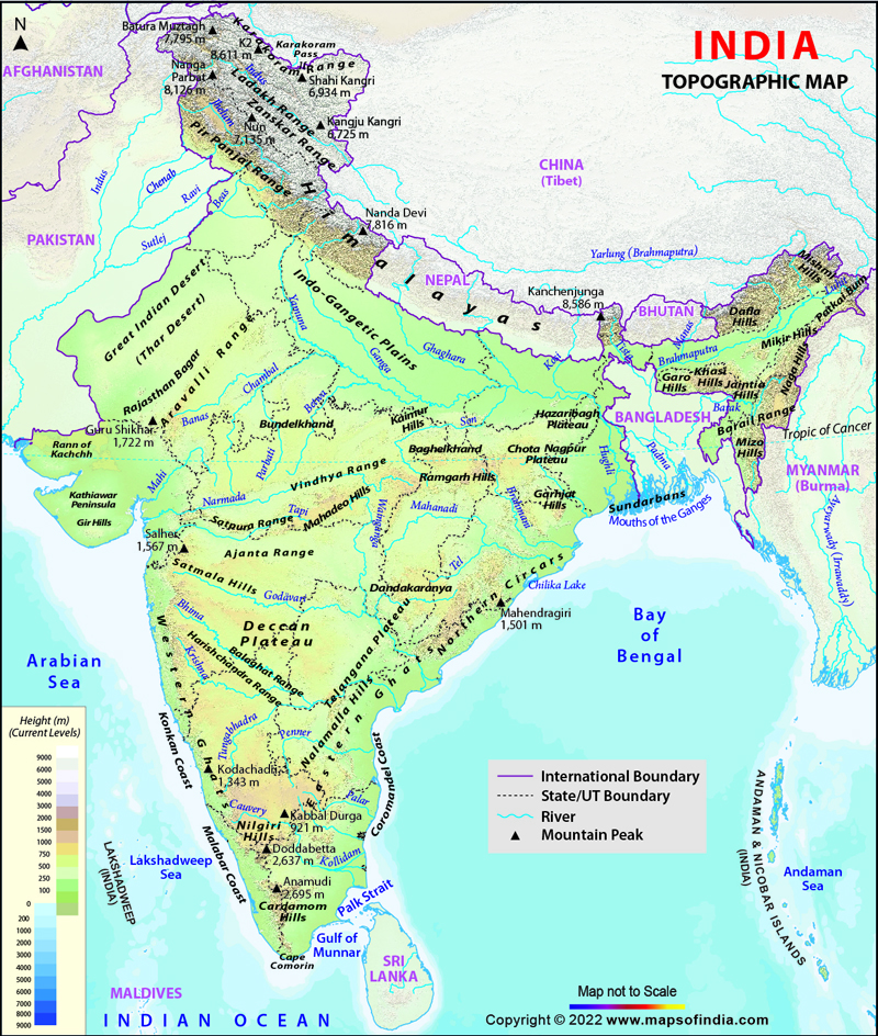 India Map Rivers And Mountains