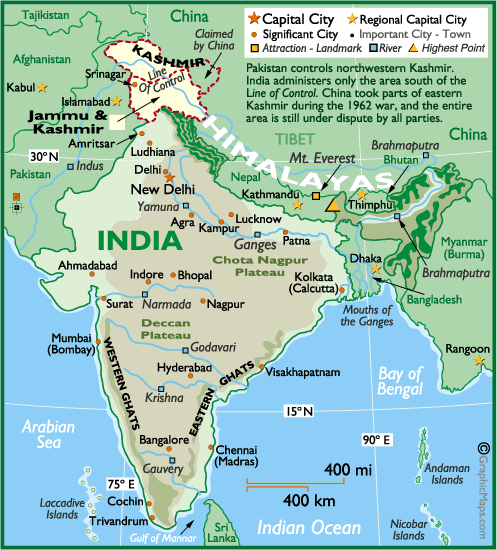 India Map Rivers And States