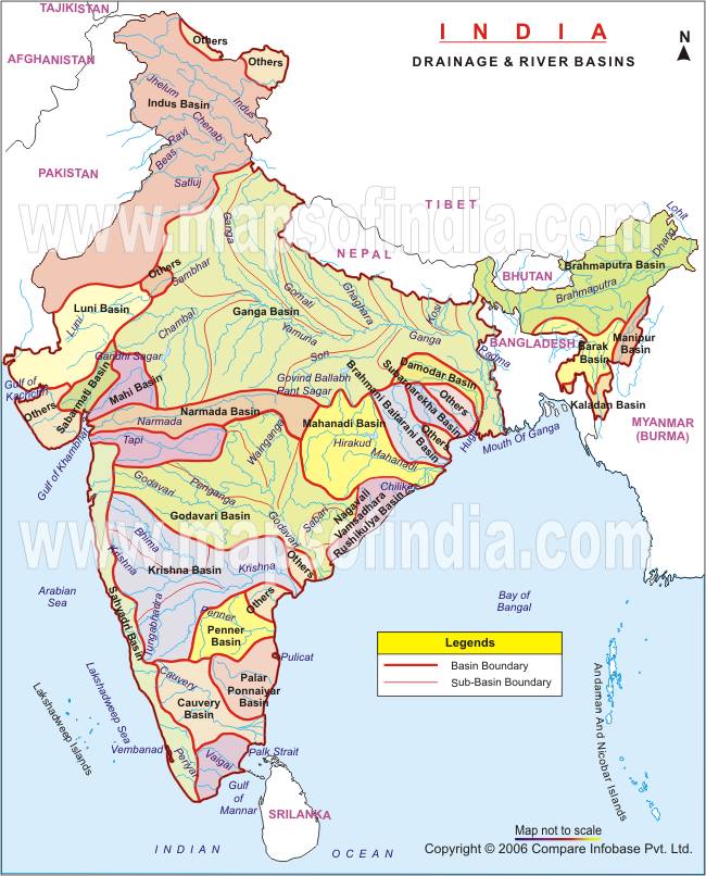 India Map Rivers And States