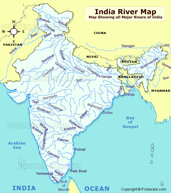 India Map Rivers And States