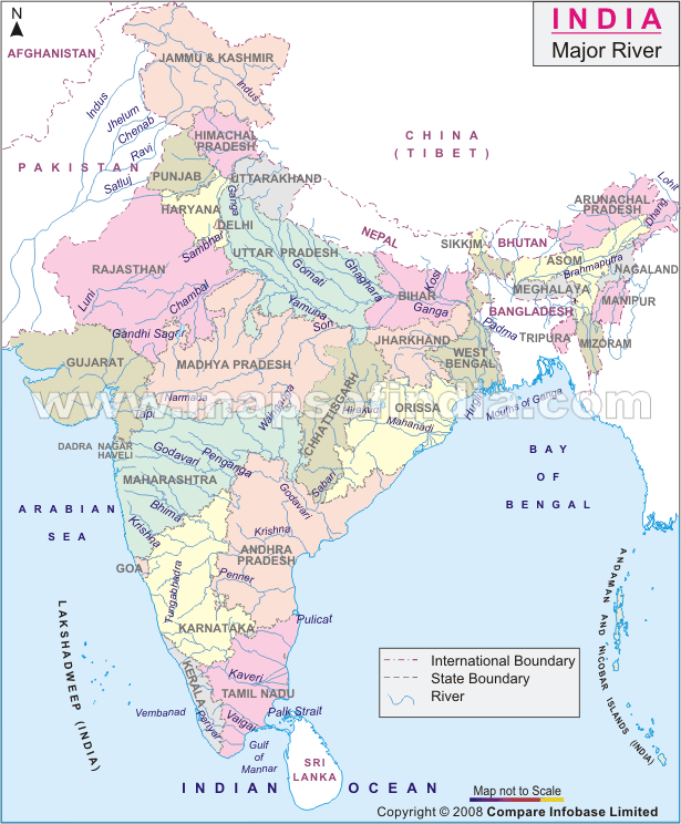 India Map Rivers And States