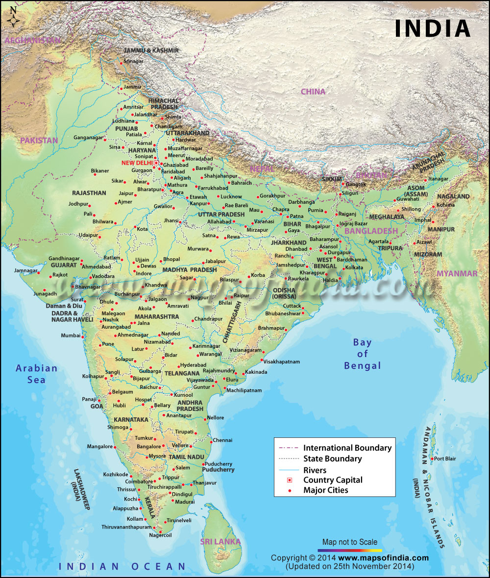 India Map With Cities And Rivers