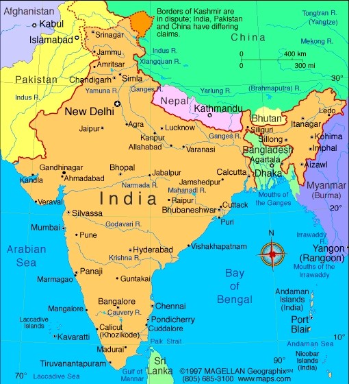 India Map With Cities And States