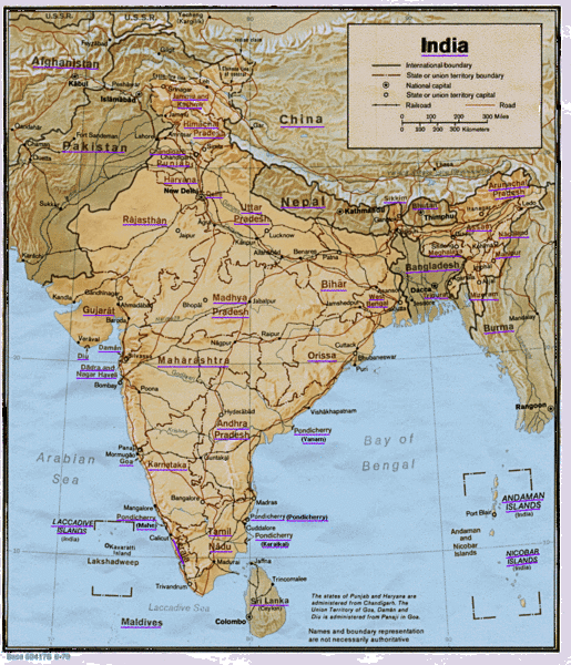 India Map With Cities And States