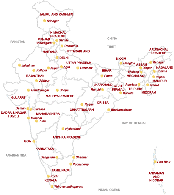 India Map With Cities And Villages