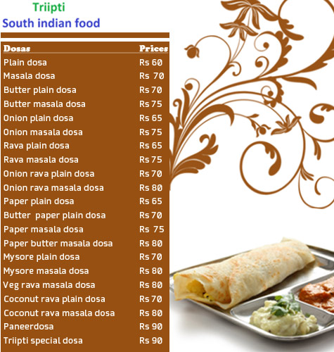 Indian Food Menu Card