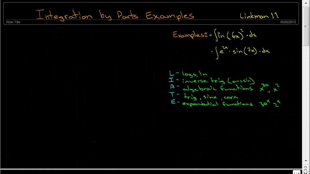 Integration By Parts Rules Liate