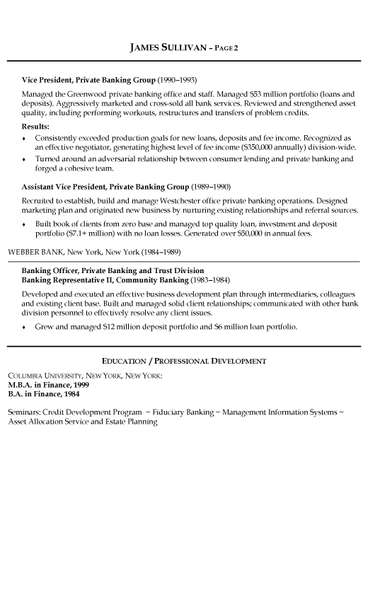 Investment Banking Resume Sample