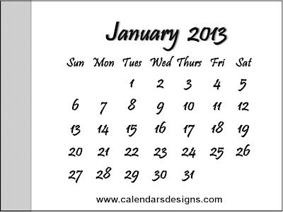 January 2013 Calendar Template