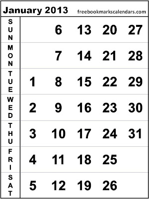 January 2013 Calendar Template