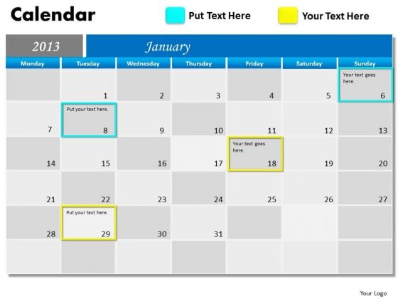 January 2013 Calendar Template