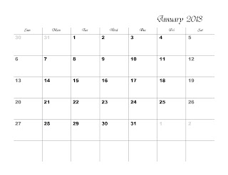 January 2013 Calendar Uk