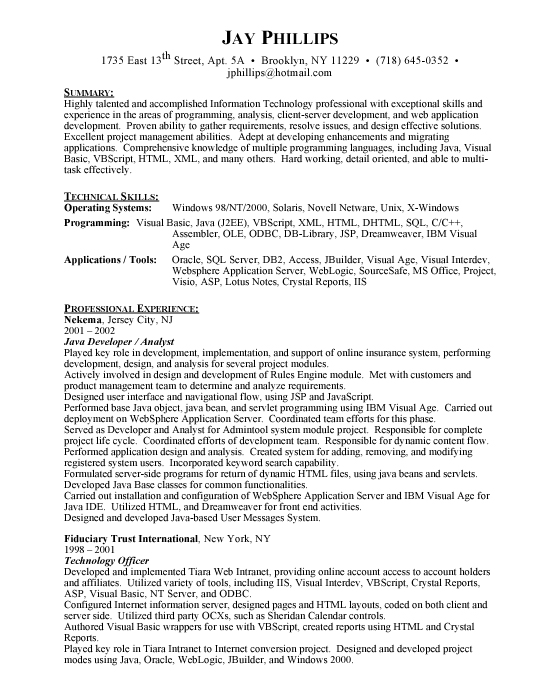 Java Software Engineer Resume