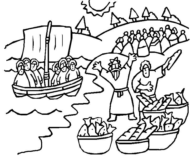 Jesus Feeding The 5000 Coloring Page