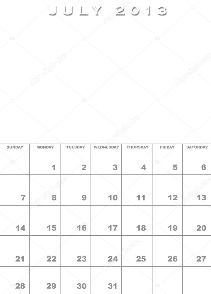 July 2013 Calendar Template Excel