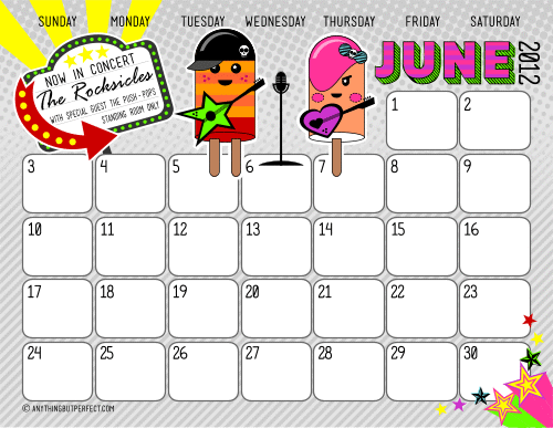 June Calendar 2012 Printable