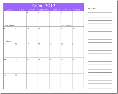 June Calendar 2012 Printable