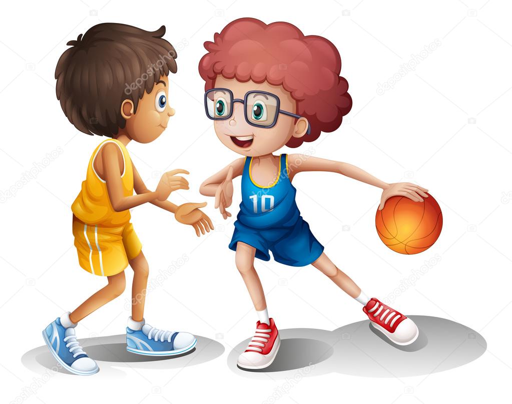 Kids Playing Basketball Clipart