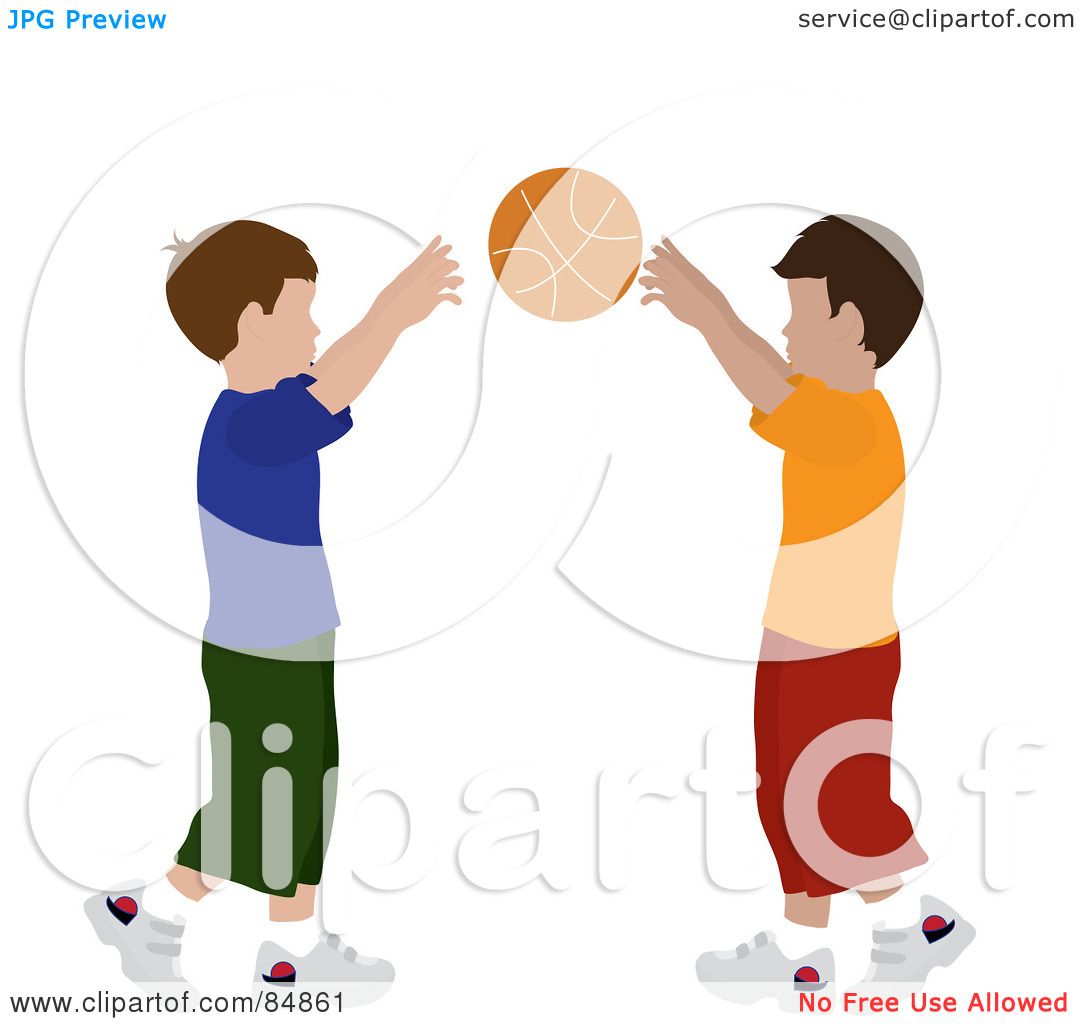 Kids Playing Basketball Clipart