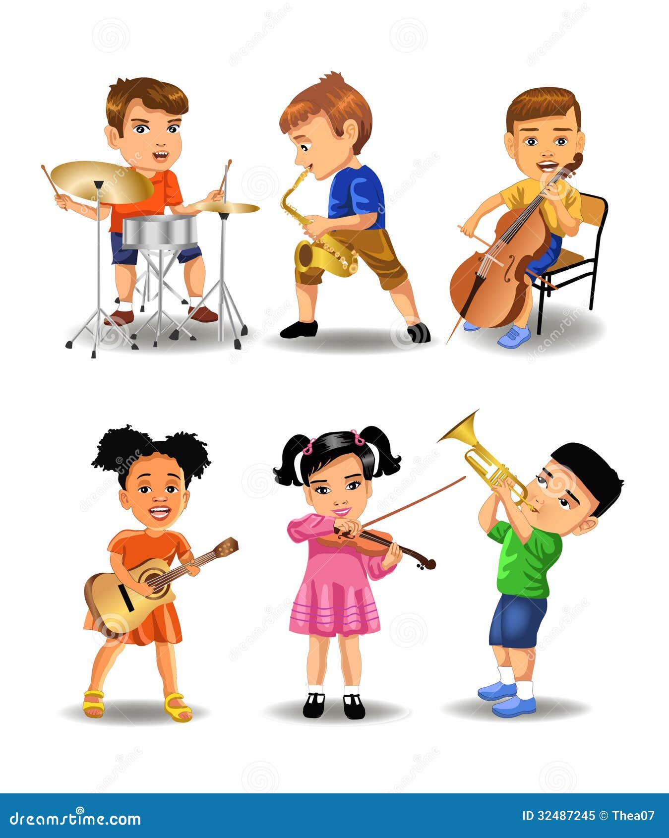 Kids Playing Musical Instruments Clipart