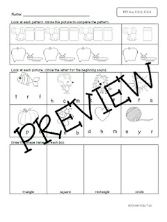 Kindergarten Homework Sheets