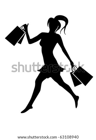 Lady With Shopping Bags Clipart