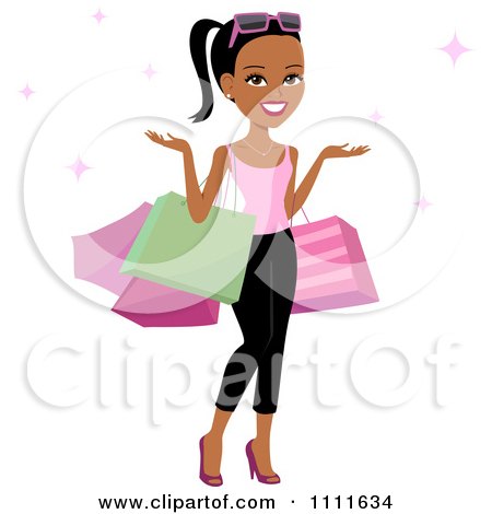 Lady With Shopping Bags Clipart