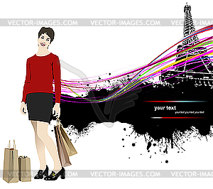 Lady With Shopping Bags Clipart