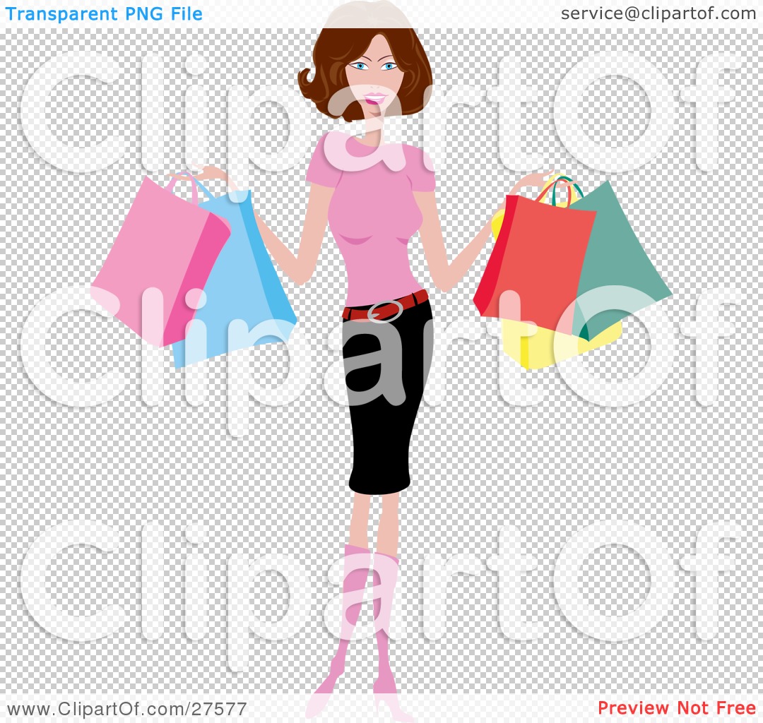 Lady With Shopping Bags Clipart