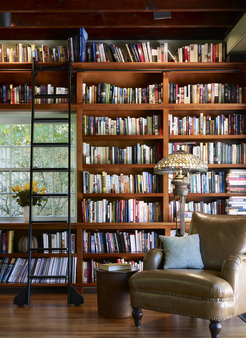 Library Bookshelves With Ladder