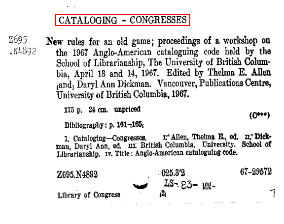 Library Card Catalog Example