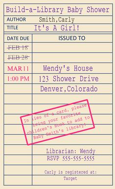 Library Card Invitation Template